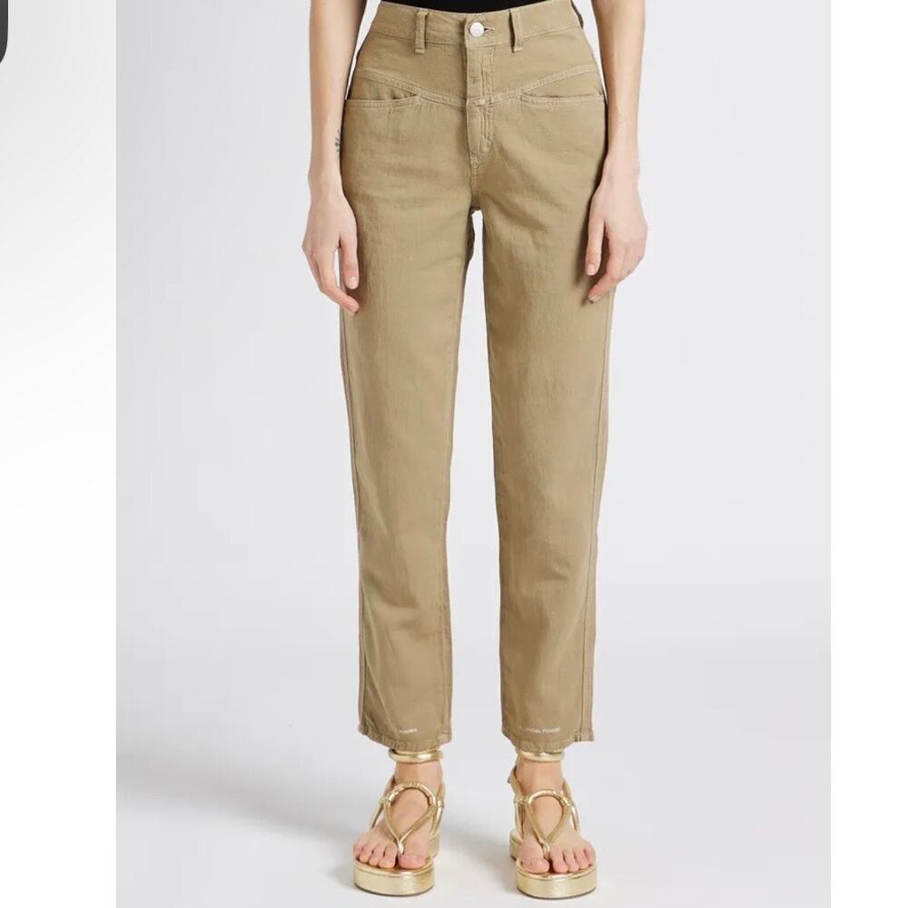CLOSED Petal Pushers Designer High Waisted Brown Straight Leg Minimalist Jeans